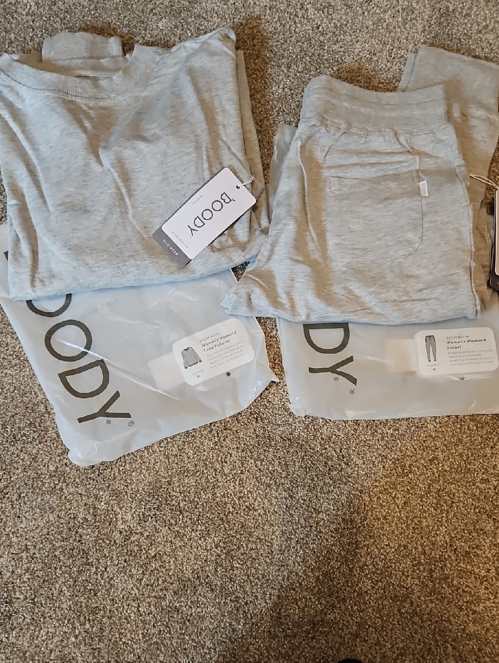 BOODY Light Heather Gray Loungewear Set - Crew Top & Jogger Pants